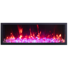 Remii 45" Extra Tall Indoor or Outdoor Built-in Electric Fireplace with Black Steel Surround